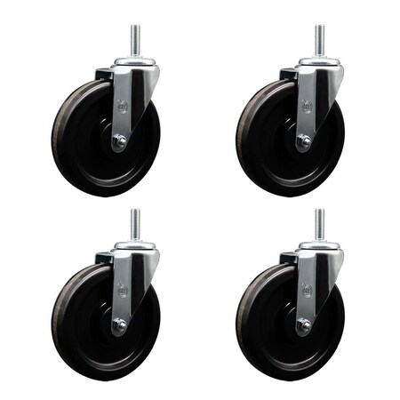 Service Caster 6 Inch Phenolic Wheel Swivel 34 Inch Threaded Stem Caster Set Service Caster SCC-TS20S615-PHS-34212-4